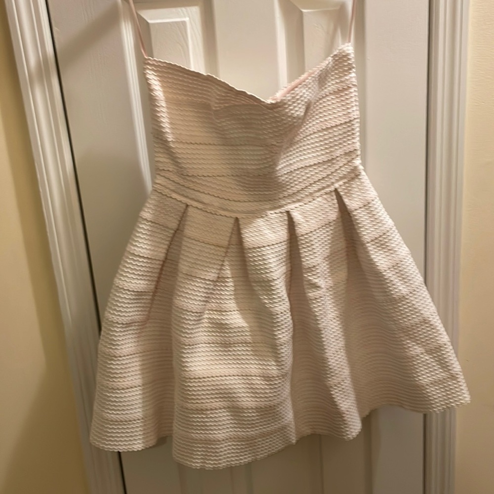 Strapless full skirt mini dress